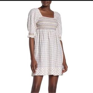 Faherty Women's Crispin Windowpane Smocked Lola Dress